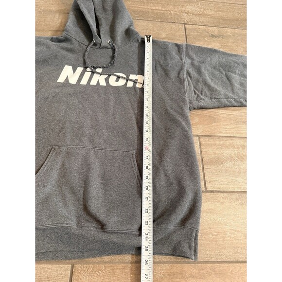 VTG Nikon Spot On Hoodie Hanes Printpro adult Medium 90s Y2K Gray LNC - Picture 6 of 8